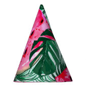 スイカ、パーム葉ス：熱帯シームレスパター パーティーハット (右)