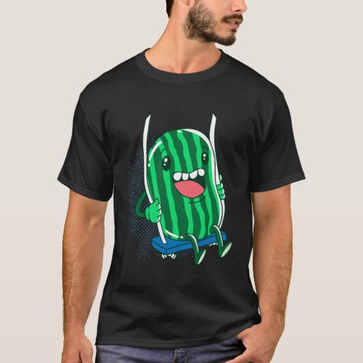 スイカ フルーツ 笑える 夏 可愛い Tシャツ (正面)