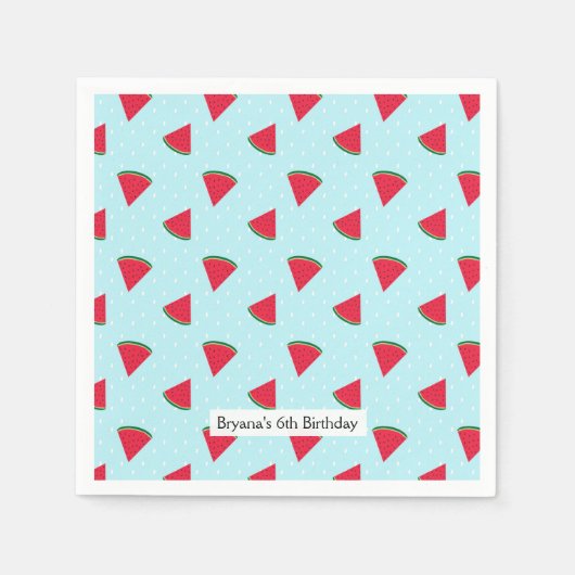 スイカ ブルー ファン サマータイム バースデー パーティー スタンダードカクテルナプキン (正面)