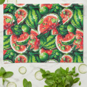 スイカ、ライム、スイカ離れのライム、小さなメロンf キッチンタオル (折り畳み)