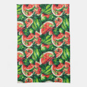 スイカ、ライム、スイカ離れのライム、小さなメロンf キッチンタオル (縦)