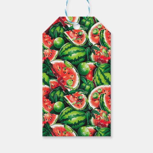 スイカ、ライム、スイカ離れのライム、小さなメロンf ギフトタグ (正面)