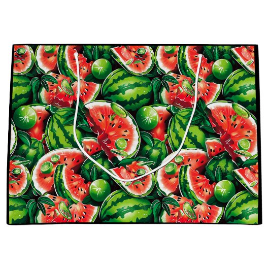 スイカ、ライム、スイカ離れのライム、小さなメロンf ラージペーパーバッグ (正面)