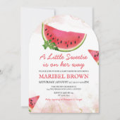 スイカ リトル スイーティー ベイビー シャワー ピンク 招待状 (正面)