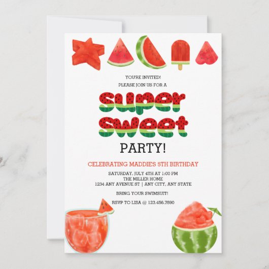 スイカ | 夏の祝い 招待状 (正面)