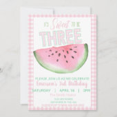 スイカ、甘い3つ、女の子の水色 招待状 (正面)