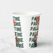 スイカ、花、パレスチナの文字リピート 紙コップ (左)