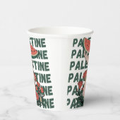 スイカ、花、パレスチナの文字リピート 紙コップ (右)