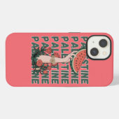 スイカ、花、パレスチナの文字 Repeat iPhoneケース (裏面横)