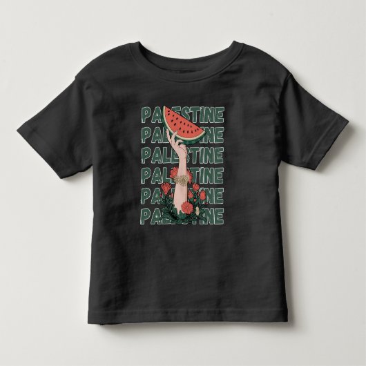 スイカ、花、無料パレスティナ繰り返し トドラーTシャツ (正面)