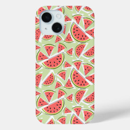スイカiPhone数々のケース緑 iPhone 15ケース