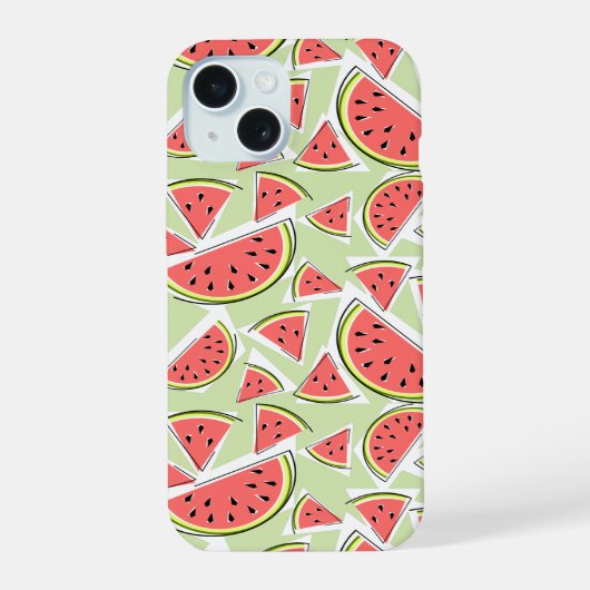 スイカiPhone数々のケース緑 iPhone 15ケース (裏面)