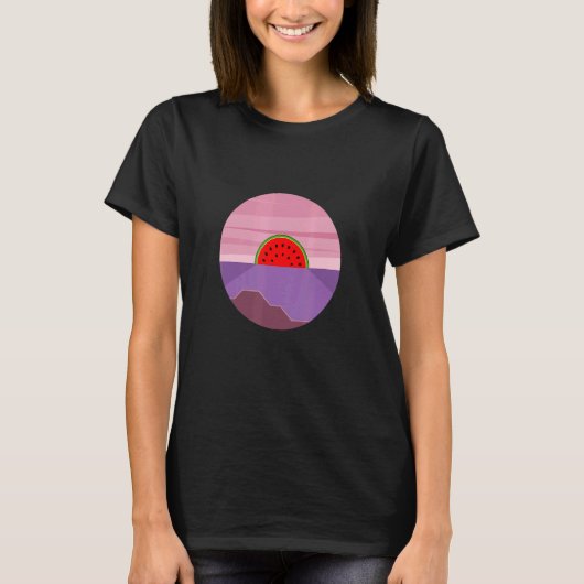 スイカVAPORWAVEサンセットサマービブ Tシャツ (正面)