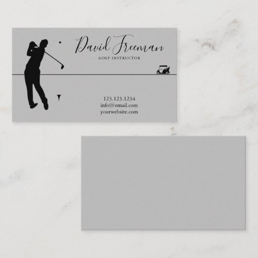 スイシンプルングシルエットグレーゴルフインストラクター  名刺 (正面/裏面)