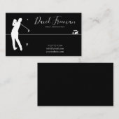 スイシンプルングシルエットブラックゴルフインストラクター 名刺 (正面/裏面)