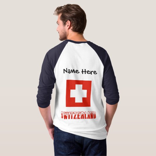 スイスおよびスイスパーソナライズされた国旗 Tシャツ (裏面フル)