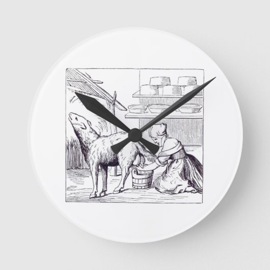スイスでのチーズ製造 ラウンド壁時計 (正面)
