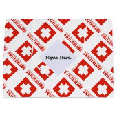 スイスとスイスの国旗を名前で並べたもの ラージペーパーバッグ (正面)