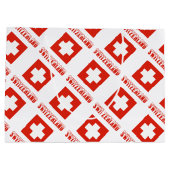 スイスとスイスの国旗を名前で並べたもの ラージペーパーバッグ (裏面)