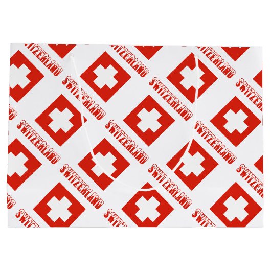 スイスとスイスの国旗を名前で並べたもの ラージペーパーバッグ (裏面)