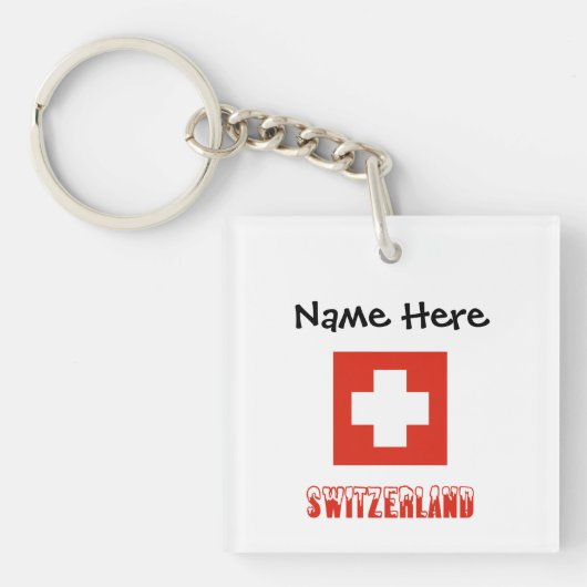スイスとスイス国旗のカスタマイズ商品 キーホルダー (正面)