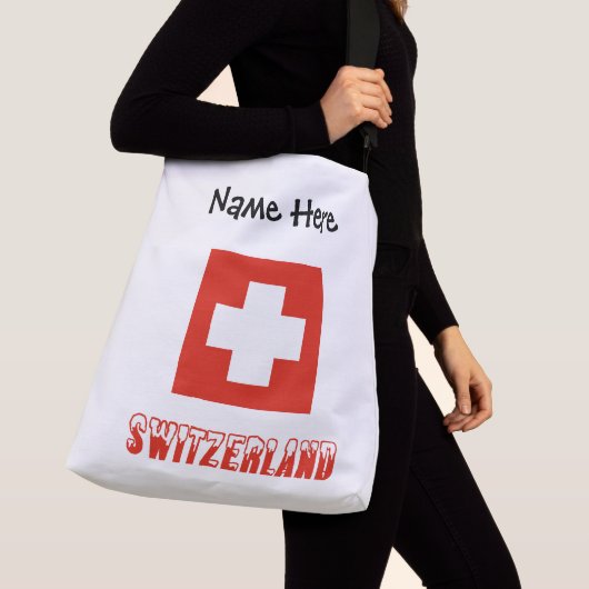 スイスとスイス国旗のカスタマイズ商品 クロスボディバッグ (クローズアップ)