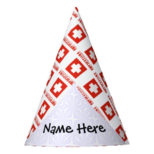 スイスとスイス国旗のタイル貼り パーティーハット (正面)