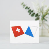 スイスとチューリヒの国旗 ポストカード (スタンド正面)