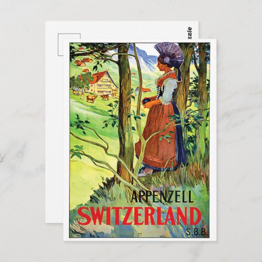 スイスのアペンツェル出身の女性 ポストカード (正面/裏面)