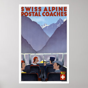 スイスのアルパイン郵便馬車 – Vintage Travel ポスター