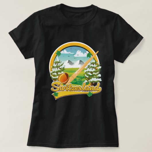 スイスのアルフォーンレトロ旅行ロゴ Tシャツ (デザイン正面)