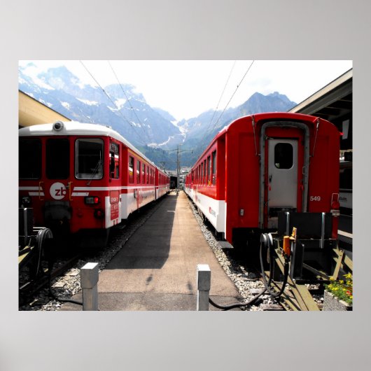スイスのアルプスのエンゲルバーグで列車 ポスター (正面)