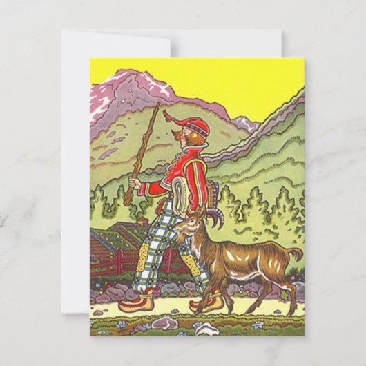 スイスのアルプスのハイディのテーマのパーティーの誕生日の招待状 招待状 (正面)