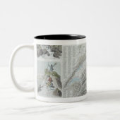 スイスのアルプスの地図そしてヴィグネット ツートーンマグカップ (左)