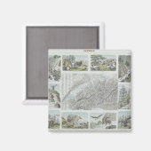 スイスのアルプスの地図と活力 マグネット (正面/裏面)