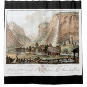 スイスのアルプスの荒野の滝のシャワー・カーテン シャワーカーテン (正面)