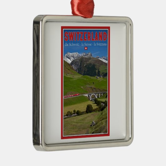 スイスのアルプスを通した列車の乗車 メタルオーナメント (右)