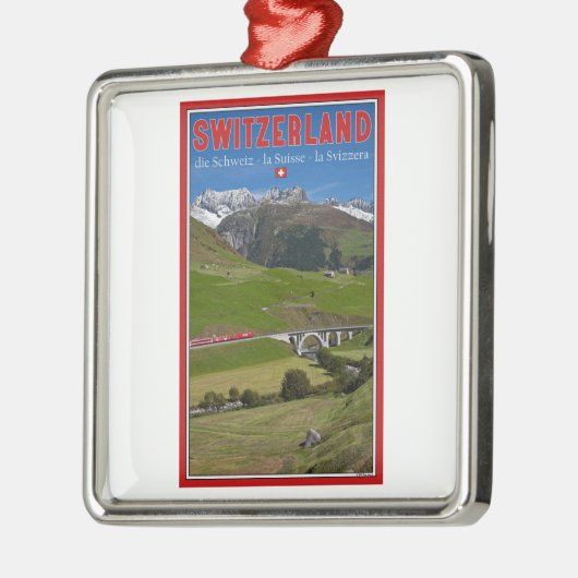 スイスのアルプスを通した列車の乗車 メタルオーナメント (左)