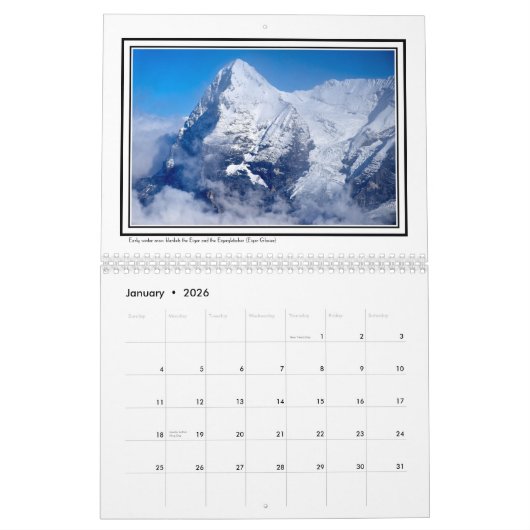 スイスのアルプス暦の画像 カレンダー (1月 2026)