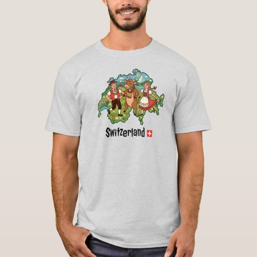 スイスのアルプス民俗舞踊 Tシャツ (正面)