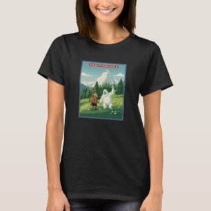 スイスのイエティとアイベックスのビンテージ旅行ポスター Tシャツ