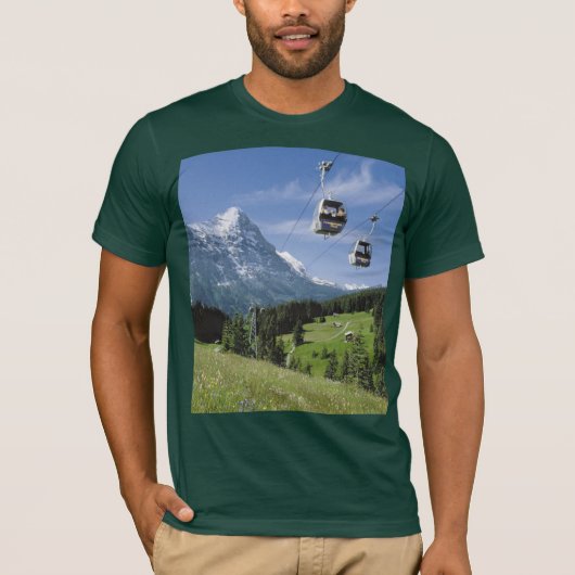 スイスのイメージ- Grindelwaldのケーブル・カー Tシャツ (正面)