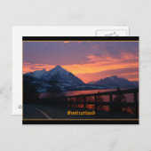 スイスのインターラーケンに近いトゥン湖の夕日 ポストカード (正面/裏面)