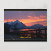 スイスのインターラーケンに近いトゥン湖の夕日 ポストカード (正面)