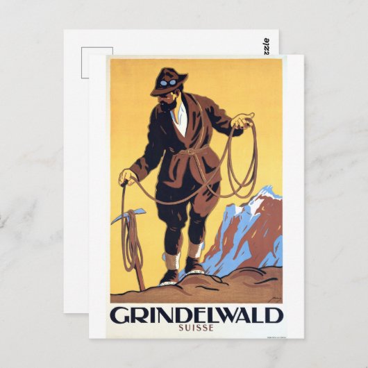 スイスのグリンデルワルトの登山家 ポストカード (正面/裏面)