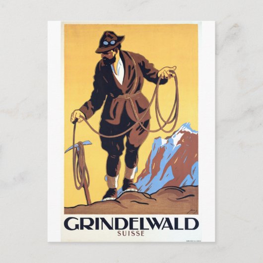 スイスのグリンデルワルトの登山家 ポストカード (正面)