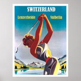 スイスのゴルフをする女性、Lenzerheide、Valbella ポスター