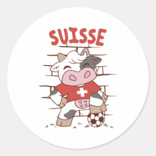 スイスのサッカーカウサッカーファンスイス国旗 ラウンドシール