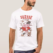 スイスのサッカーカウサッカーファンスイス国旗 Tシャツ (正面)