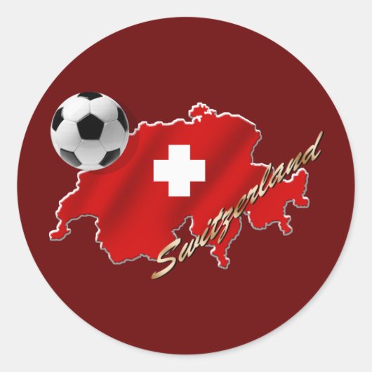 スイスのサッカーサッカーのギフトの地図 ラウンドシール (正面)